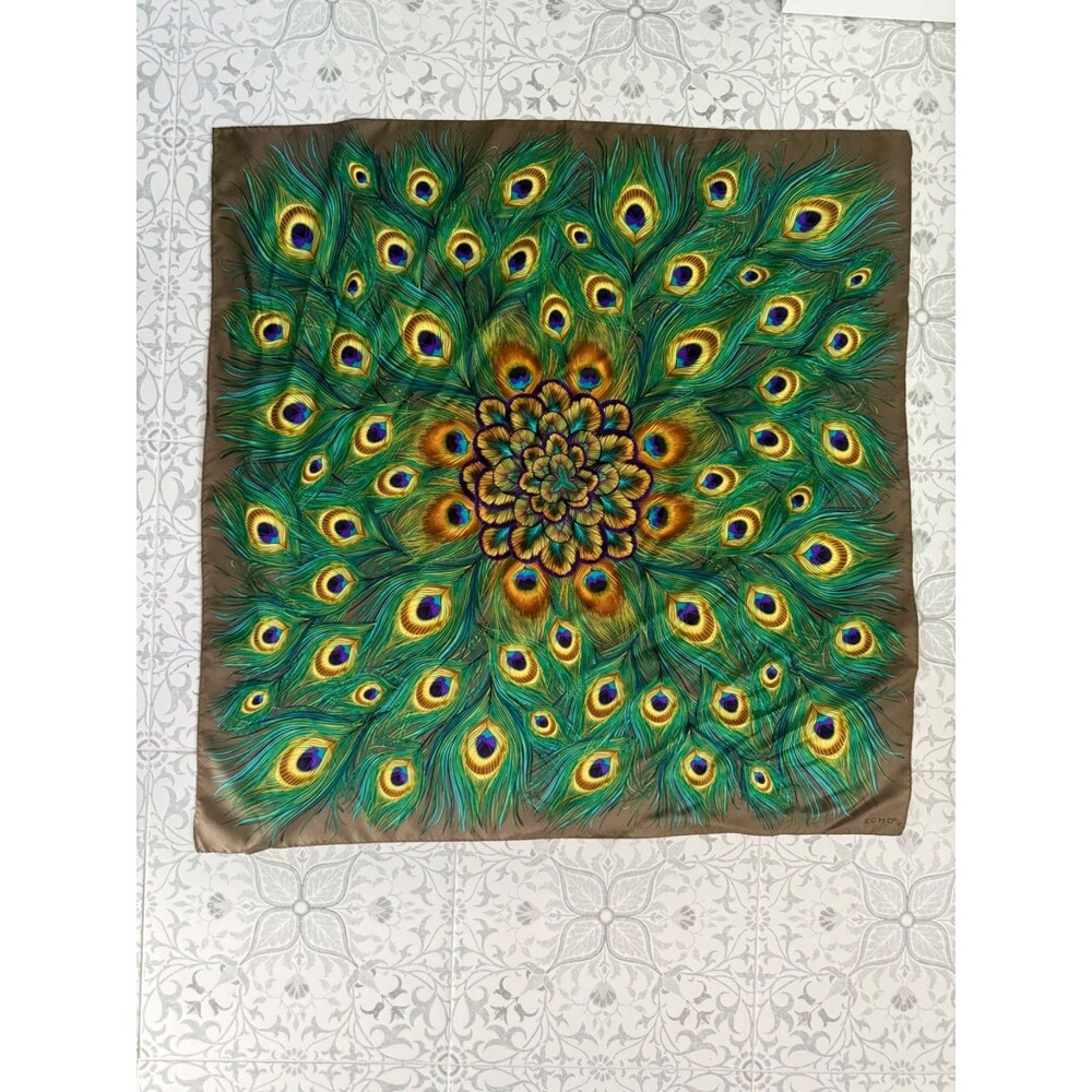 Echo Peacock Silk Scarf - 100% Silk - 30.5" x 30.5"